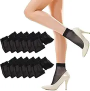[lafomukea] 12 Pairs Ankle Socks, Sheer Nylon Pop Socks, Silky Breathable Hosier, Summer Women Thin Ankle Stockings, Black, Ankle Socks, One Size