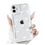 Compatible with Case Cute Clear Durable Ribbon Bowknot iPhone 12 Mini White
