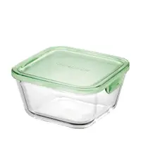 在飛比找松果購物優惠-【iwaki】日本品牌耐熱玻璃微波密封保鮮盒 方蓋/綠色 1