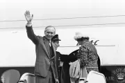 British Foreign Minister Alec Douglas Home waves departure Haneda - Old Photo