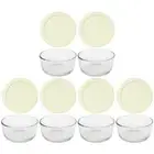 Pyrex (6) 7200 Clear Glass Food Storage Bowls & (6) 7200-PC Sour Cream Lids
