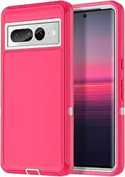 I-HONVA for Google Pixel 7 Pro Case Shockproof Dust/Drop Proof 3-Layer Full Body Protection [Without Screen Protector] Rugged Heavy Duty Cover Case for Google Pixel 7 Pro 6.7 inch,Pink/White