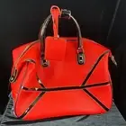 New wTag Mellow World Lg Vegan Carry On Bag Bright Red Black Patent Leather Trim