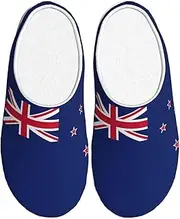[EdWal] New Zealand Flag print Winter Warm Slippers Indoor Anti-skid Plush Slippers Relaxing at Home for Women Men