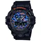 G-SHOCK 都市霓虹燈設計鬧鈴/計時碼錶/世界時區/防水200米雙顯電子錶（黑X藍橘迷彩）_ GA-700CT-1A