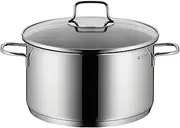 WMF Astoria Large Saucepan 24 cm, Glass Lid, Induction Casserole Pot 5.7 L, Polished Cromargan Stainless Steel, Uncoated