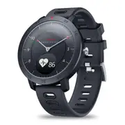 Heart Rate Blood Pressure Monitor Real-time Weather Temperature Goal Reminders Dual Modes Mechanical Hands Smart Watch BLACK COLOR