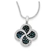 Sterling Silver Blue Diamond Clover Pendant