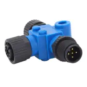 Blue For NMEA 2000 Marine T Connector M12 5 Pin IP67 Waterproof Stable