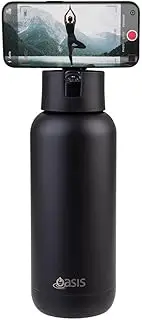 [Oasis] Mag-Grip Ceramic Lined Stainless Steel Triple Wall Insulated 'Moda' Drink Bottle 1 Litre - Black
