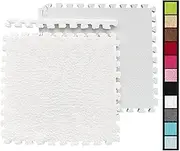 16 Pcs Shaggy Interlocking Foam Carpet Tiles - 49" x 49", 16 Sq,Ft Kids Carpet Squares Protective Floor Mats Crawling Exercise Area Rugs for Children Room, Home or Classroom Use, White