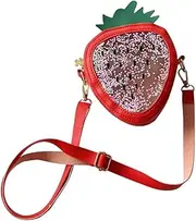 [FOYTOKI] Messenger Bag Sequin Purse Strawberry Wallet Womens Crossbody Bag Mermaid Small Purse Clear Purse Clutch Purse Cartoon Fruit Design Bag Kids Purse Lovely Cross-body Bag Fruit