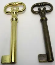 Blank Skeleton Key Brass Plated Zinc antique vintage old retro roll desk drawer