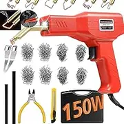 150W Plastic Welder,Plastic Welding Kit with 800pcs Hot Staples,2pcs pp Plastic Welding Rods,Knife,Plier, Plastic Welding Machine Plastic Repair Kit for Car Bumper Crack Repair Tools(Red)