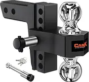 CAMPX Adjustable Trailer Hitch Fits 2" Receiver, Aluminum Tow Hitches with 6-Inch Drop/Rise 12,500 LBS GTW-Tow Hitch for Heavy Duty Towing Ball Mounts for RV,SUV, ATV and Truck etc(Black)