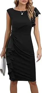 [CHICCLOTH] Women's Vinatge Patchwork Puffy Floral Pockets A Line Swing Casual Party Dresses