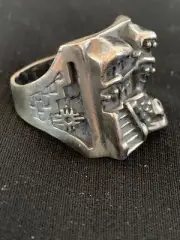 Native American Indian Mens Pueblo Cast Sterling Silver Ring Size 10 13474