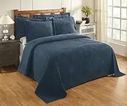 Better Trends Teal Twin Bedspread Set, 100% Cotton Tufted - Classic Stripe Coverlet, Soft & Cozy Bedding Set for All Seasons, Machine Washable, 2 Pieces- Jullian Collection