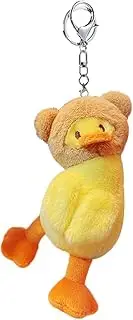 [BONICI] Creative Funny Cute Wearing Animal Hat Plush Yellow White Duck Pendant Keychain Key-chains Keyrings