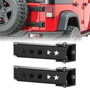 Heavy Duty Reinforced Tailgate Hinge Set Compatible with 2007-2018 Jeep Wrangler JK JKU Unlimited 2 PCS Steel Rear Door Hinges Tail Gate Hinge Bracket for 2/4 Door (Black)