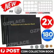 2x 180 Pockets Coin Collection Book Holder Fit 50Cents Storage Money Penny Album