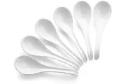 Soup Spoons, Ceramic Chinese Soup Spoons, Asian Soup Spoons, White Japanese Spoon Large for Ramen Pho Wonton Dumpling Miso, Deep Oval Hook Design, Set of 6