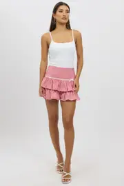 Red Check Skort Skirt Frilled Hem - Size 16XL, Women's Skort