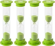 TeacherFav Sand Timer for Kids - 10 Minute Set of 4 Hour Glass - Green Color- Acrylic Covered for Classroom, Home & Kids Room