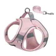 No Pull Dog Harness and Leash Set, Step in S(Chest: 13.5 - 16") Pink