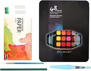 Water Art Paint for Children, Paint for Beginners, 48 Colours, Solid Sketching Paints Set, Portable Sketching Palette, Travel Area, Craft Supplies for Card Making, Illustration
