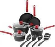[GoodCook] ProEase 12-Piece Nonstick Cookware Set, Includes 4-Quart Covered Dutch Oven, Fry Pans, Sauce Pans, Utensils, Even-Heating Aluminum, Tempered Glass Lids, Ergonomic Handles