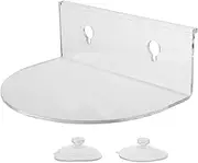 MERRYHAPY 1Pc Transparent Acrylic Wall Mounted Shelf with Suction Cup for Indoor Storage for Kitchen Bathroom and Use Easy to Install No Damage to Surfaces