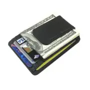 Black Genuine Leather Magnetic Men's Money Clip Thin ID Badge Wallet