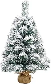 18 Inches Trees Artificial Flocking Snow Tabletop Tree Ornaments for Dining Table Desk Home Holiday Decorations