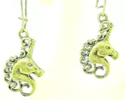 New Beautiful Regal UNICORN Bronze-tone Drop Dangle Earrings 1-7/8" Long