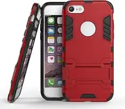 SATURCASE Case for Apple iPhone 7 / iPhone 8, Hybrid 2 in 1 [PC & Silicone] Dual-Layer Bumper Protective Cover with Kickstand for Apple iPhone 7 / iPhone 8 (Red)