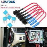 Micro Low-Profile Mini Add-A-Circuit Fuse Taps Holder Car Auto Truck Blade 5pcs