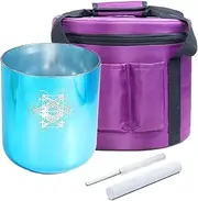 Cyan Alchemy Crystal Singing Bowl with Carrying Case Suede Mallet Crystal Striker and O-ring, for Energy Balance Sound Healing and Meditation(440Hz,5.25inch B4)