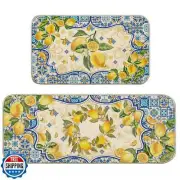 Unibyby Lemon Kitchen Mat Yellow and Blue Mediterranean Kitchen Rug Summer De