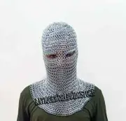 Round butted Chainmail Coif Medieval Chain mail Head Coif Face covered Coif