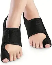 Bunion Corrector Support Brace, Adjustable Foot Splint, Black, 1 Pair