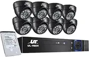 1080P HD 8 Channel DVR IP System Home CCTV Security Dome Camera with 1TB Hard Drive, Black