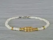 Golden White Glass Seed Beads Anklet Beaded Boho Beach Ankle Bracelet For Women
