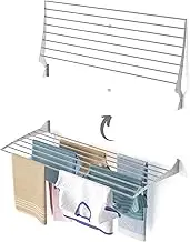 foxydry Fold Wall Mounted Clothes Airer, Vertical Folding Indoor and Outdoor Drying Rack in Aluminium and Steel (Grey - Closing Upwards, 1x Fold 120)
