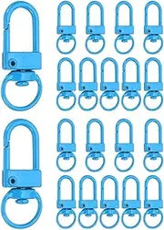 uxcell Metal Lobster Claw Clasps, 20 Pack Swivel Lanyards Trigger Snap Hooks Keychain Clips with Key Rings for Making Bags Purses Straps DIY Crafts Necklace Findings, Blue