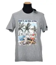 PAUL & SHARK Herren T-Shirt Kurzarm grau "Holiday Pool Hai" Cotton NEU ETIKETT!