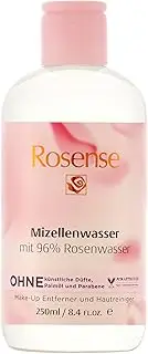 Rosense Micellar Water, Rose Water Face Cleanser (from 96% Pure Rose Water), Soothing Makeup Remover, Sensitive Skin - 250 ml