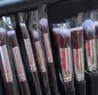 Professional 10 pcs Kabuki makeup brush set with PU vegan leather brush roll