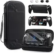 HYPERCASE Carrying Case for Playstation Portal Remote Player Console, Portable Travel Handbag for PS5 Accessories Storage, with Split Silicone Protective Cover, Screen Protection & Thumb Caps -Black