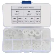 YOUYIDUN-650 Pcs White Nylon Flat Washer Assortment Kit, Round